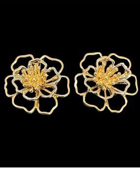 Floral Gold & Silver-Tone Openwork Earrings By Its Sense Lightweight & Elegant S